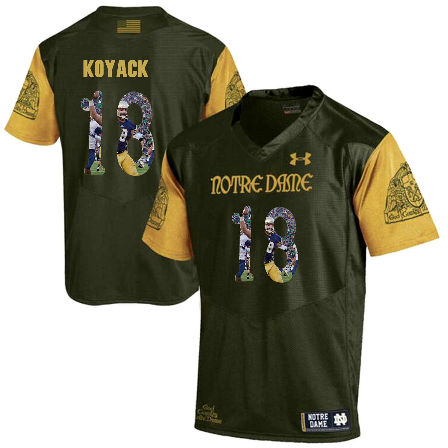 Men Norte Dame Fighting Irish 18 Koyack Green Fashion Edition Customized NCAA Jerseys